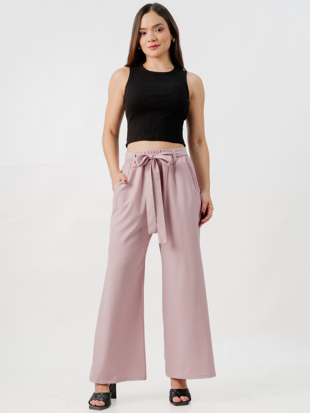 PANTALON CON CINTURON WENDY ROSADO