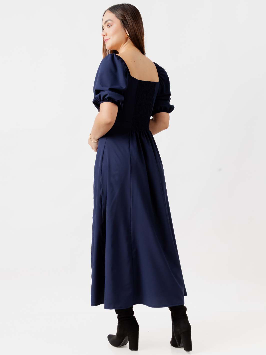 VESTIDO LARGO CON BOTONES MAGDALENA AZUL