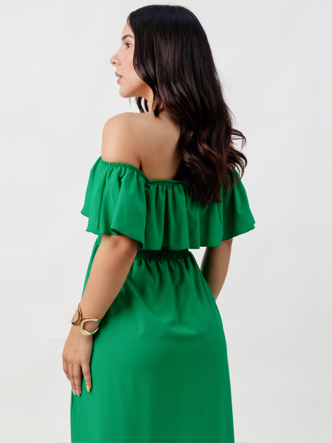 VESTIDO RUMBERO CASUAL LARGO MINERVA VERDE