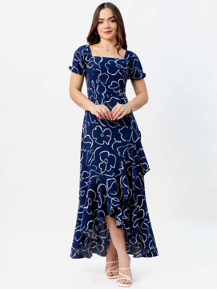 VESTIDO CASUAL LARGO PAOLA AZUL