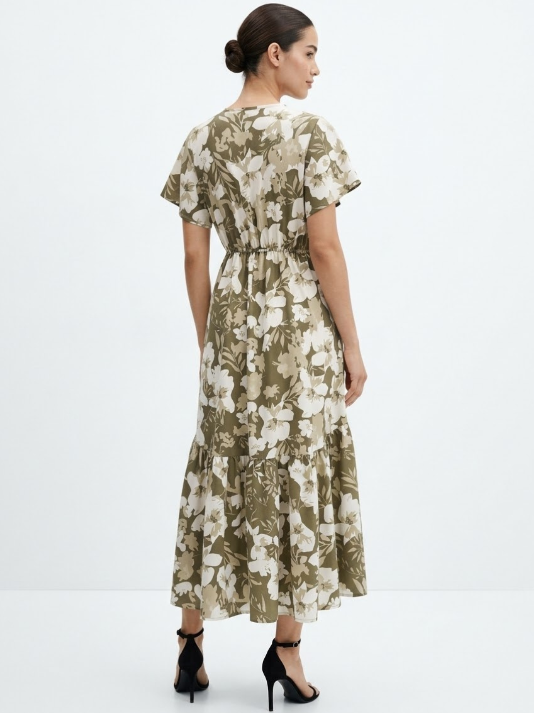 VESTIDO CASUAL CON BOTONES DELANTEROS MONSERRAT VERDE FLOREADO