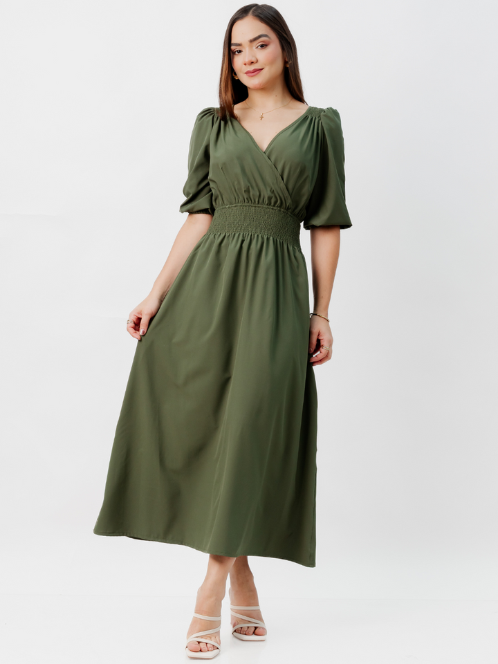 VESTIDO CASUAL LARGO JESSIA VERDE