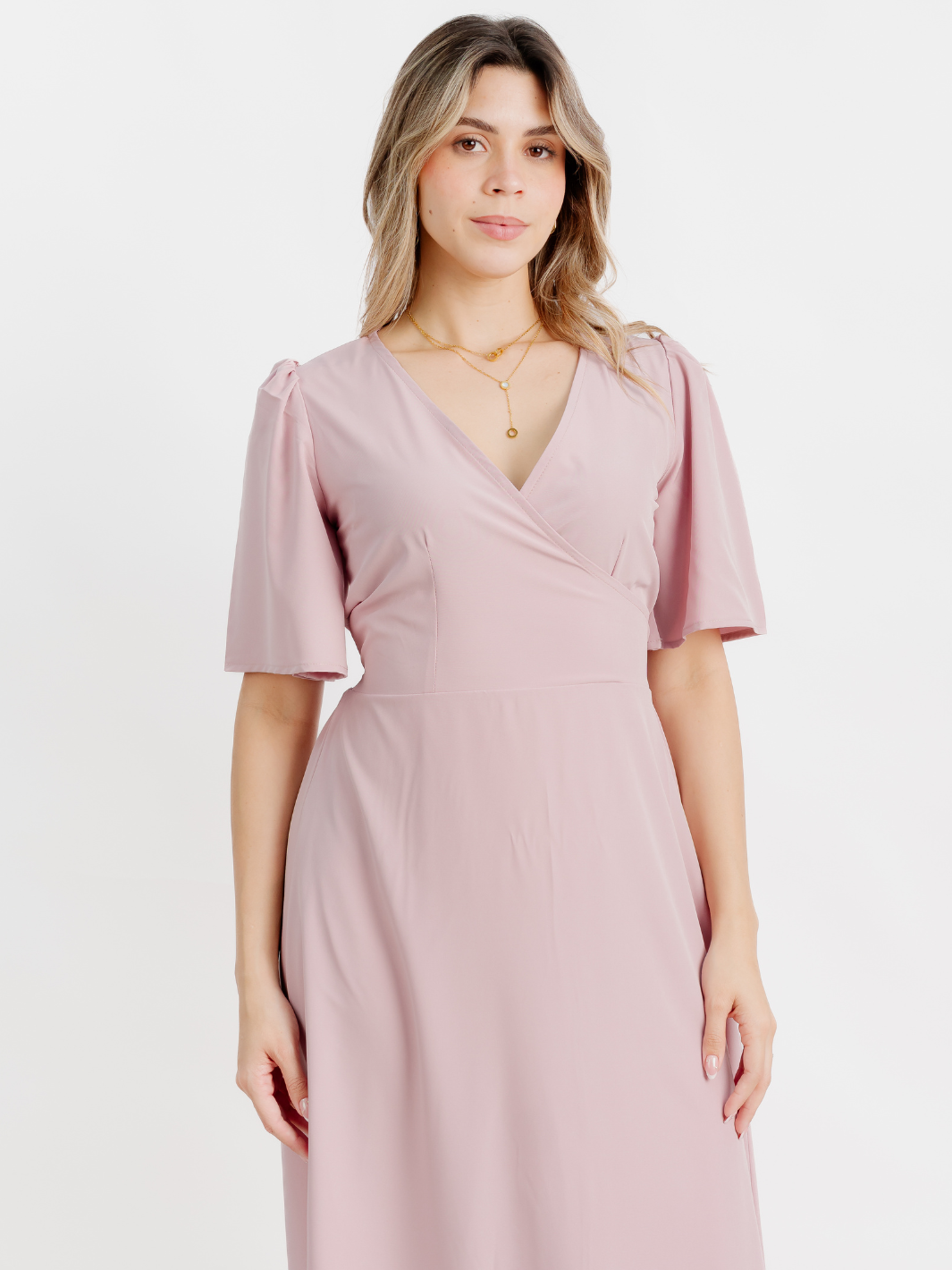 VESTIDO CASUAL LARGO LISA PALO ROSA