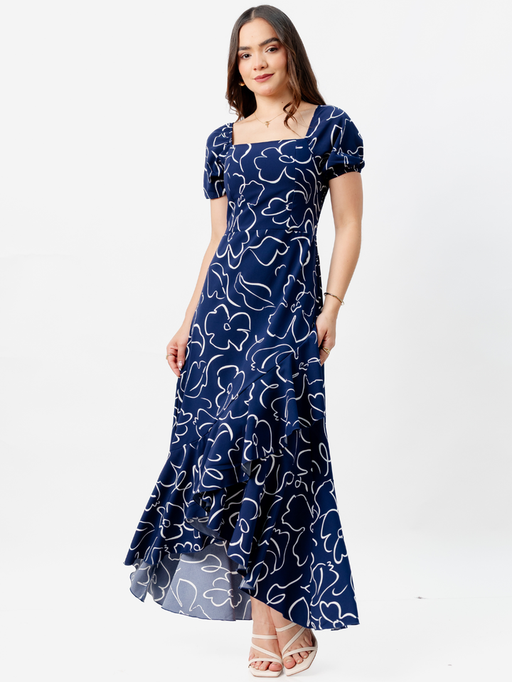 VESTIDO CASUAL LARGO PAOLA AZUL