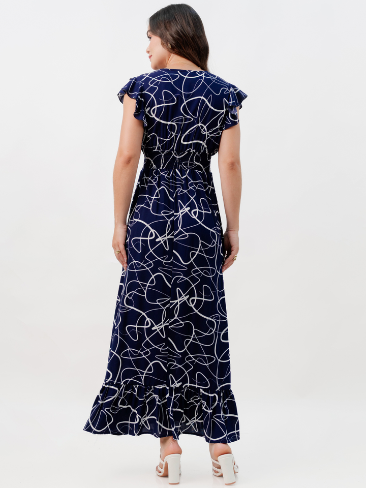 VESTIDO CASUAL LARGO SAYURI AZUL