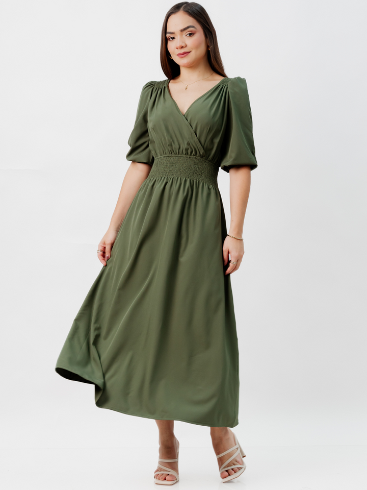 VESTIDO CASUAL LARGO JESSIA VERDE
