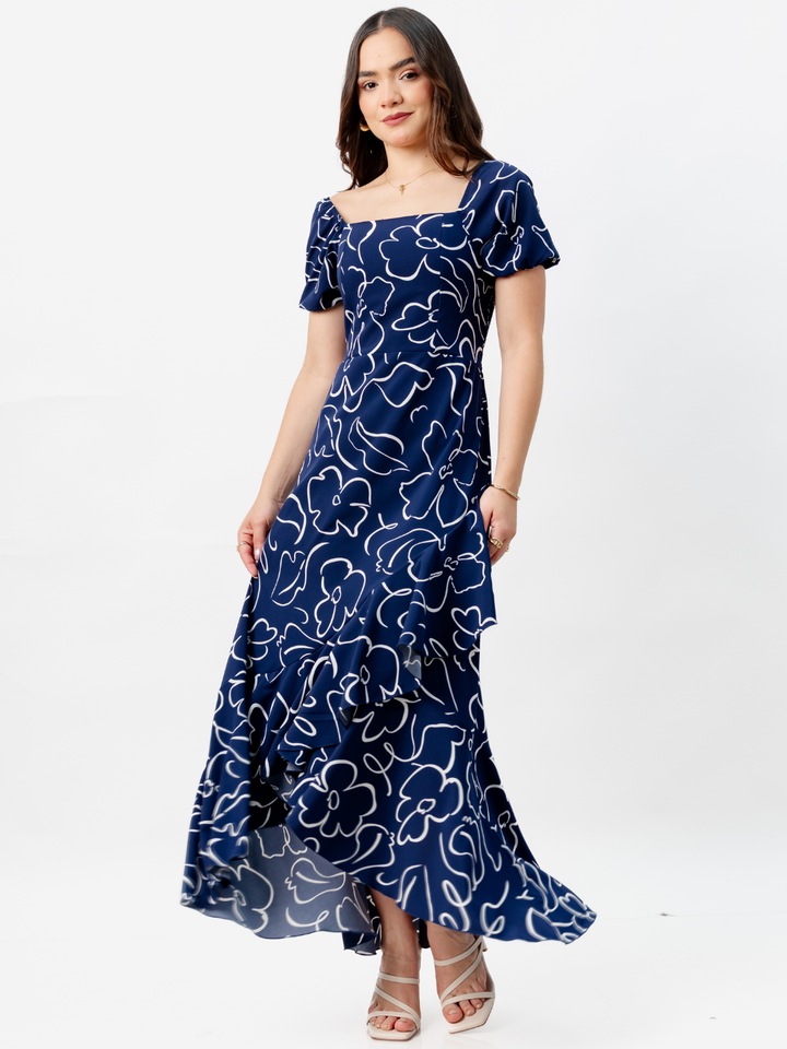 VESTIDO CASUAL LARGO PAOLA AZUL