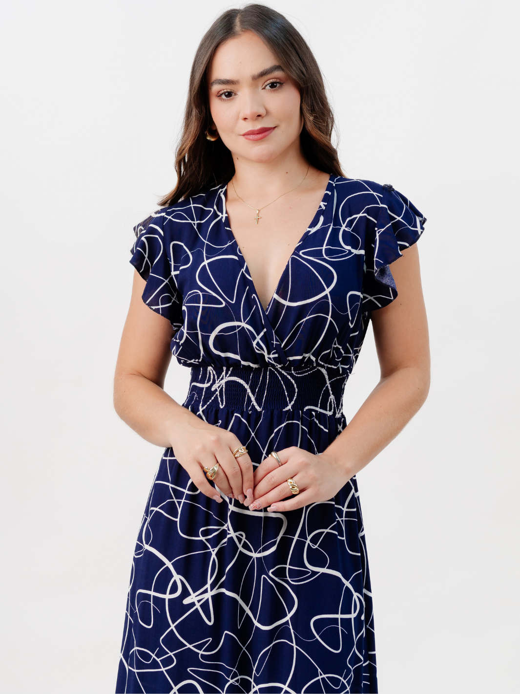 VESTIDO CASUAL LARGO SAYURI AZUL