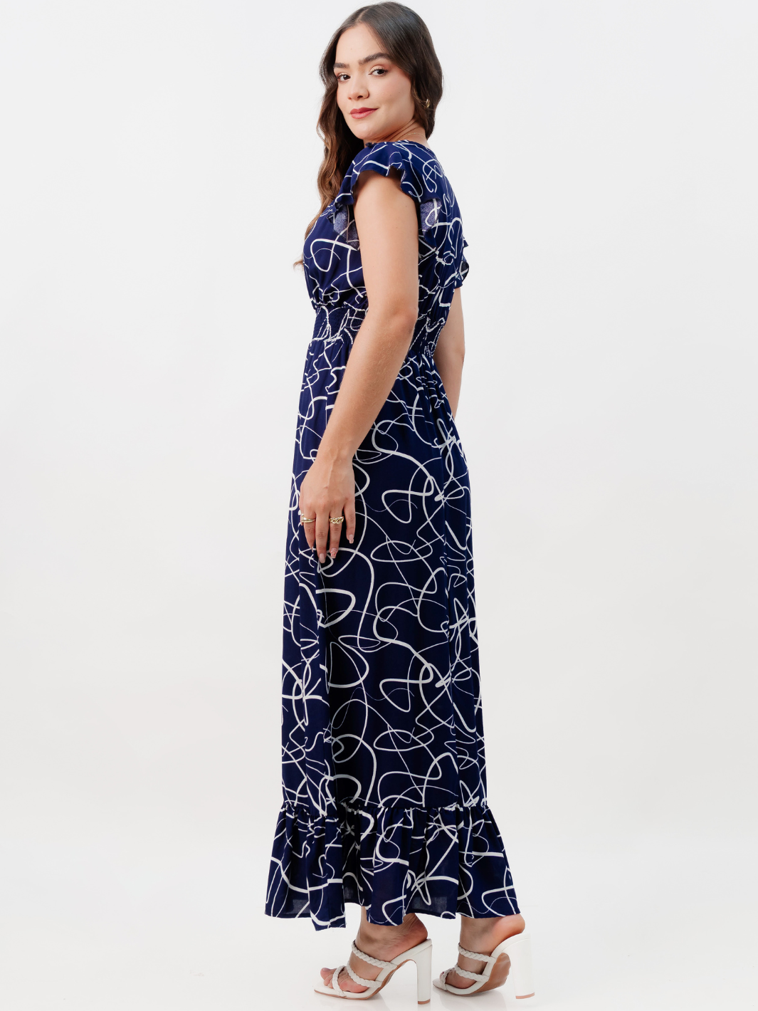 VESTIDO CASUAL LARGO SAYURI AZUL