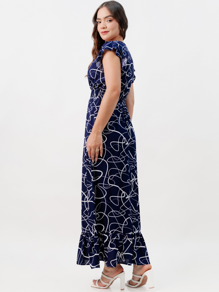 VESTIDO CASUAL LARGO SAYURI AZUL