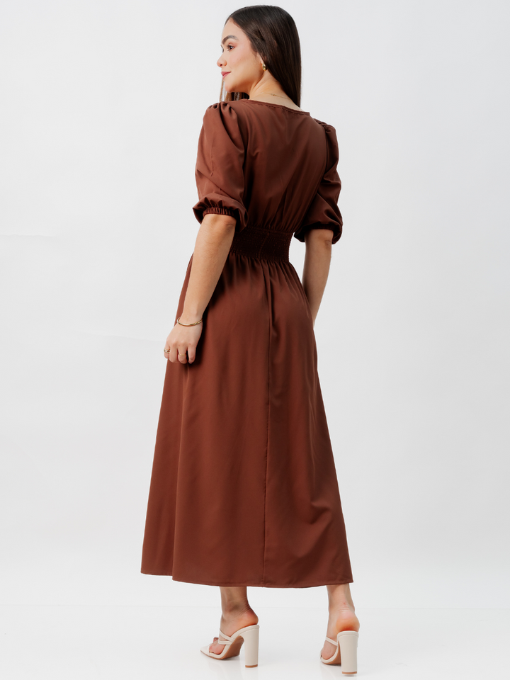 VESTIDO CASUAL LARGO JESSIA CHOCOLATE