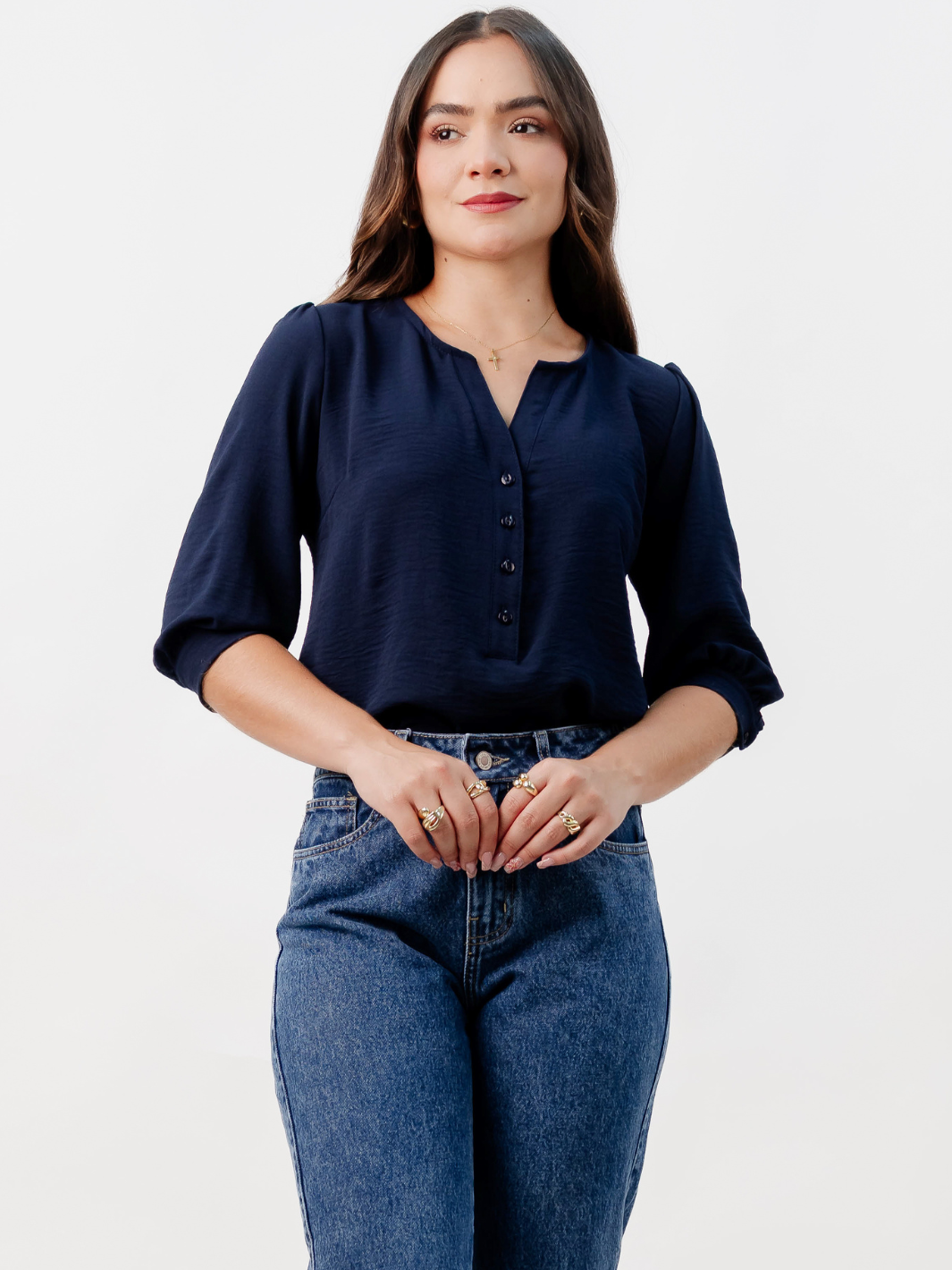 BLUSA MANGA 3/4 CALA AZUL