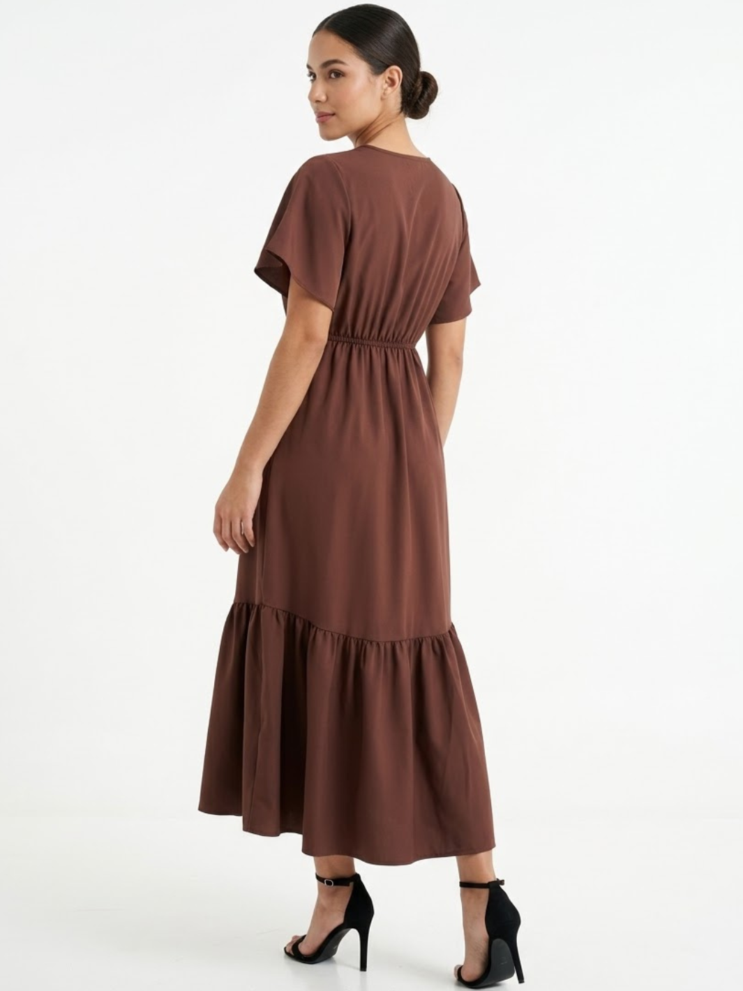 VESTIDO CASUAL CON BOTONES DELANTEROS MONSERRAT CHOCOLATE