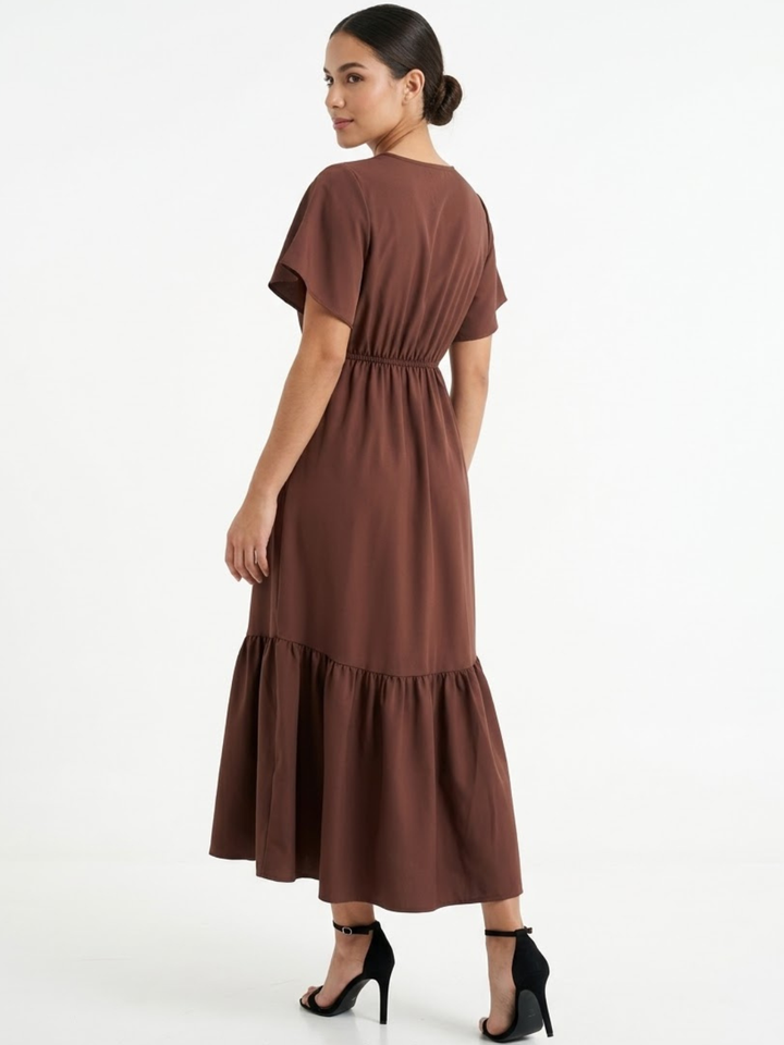 VESTIDO CASUAL CON BOTONES DELANTEROS MONSERRAT CHOCOLATE