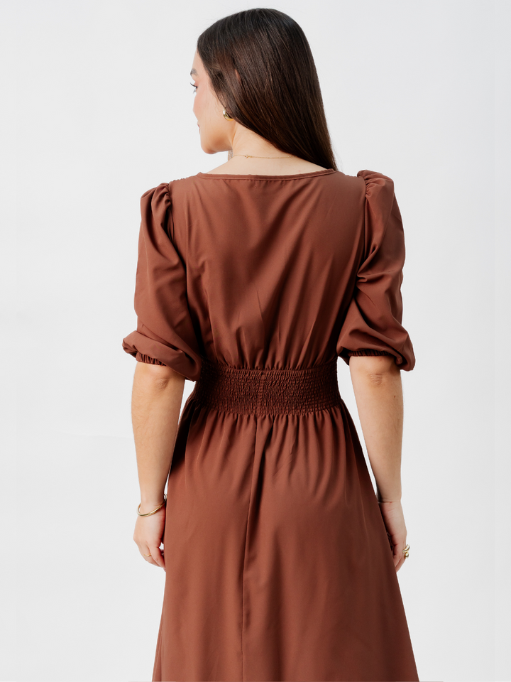 VESTIDO CASUAL LARGO JESSIA CHOCOLATE