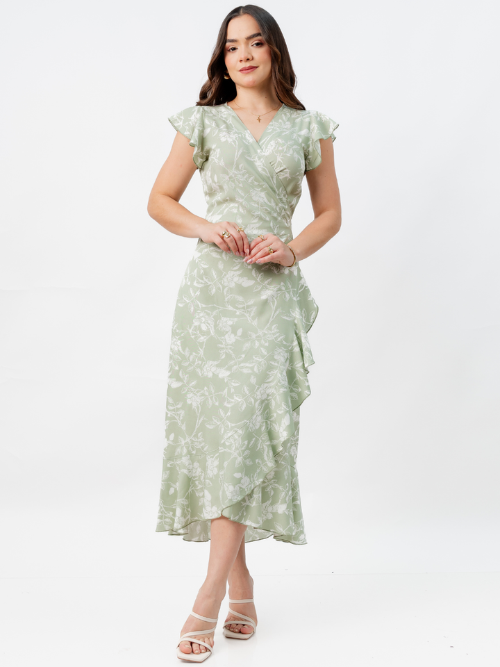 VESTIDO ENVOLVENTE MICAELA VERDE FLOREADO