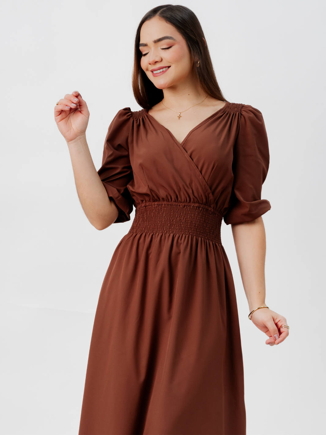 VESTIDO CASUAL LARGO JESSIA CHOCOLATE