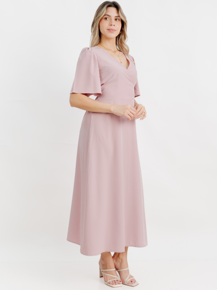 VESTIDO CASUAL LARGO LISA PALO ROSA