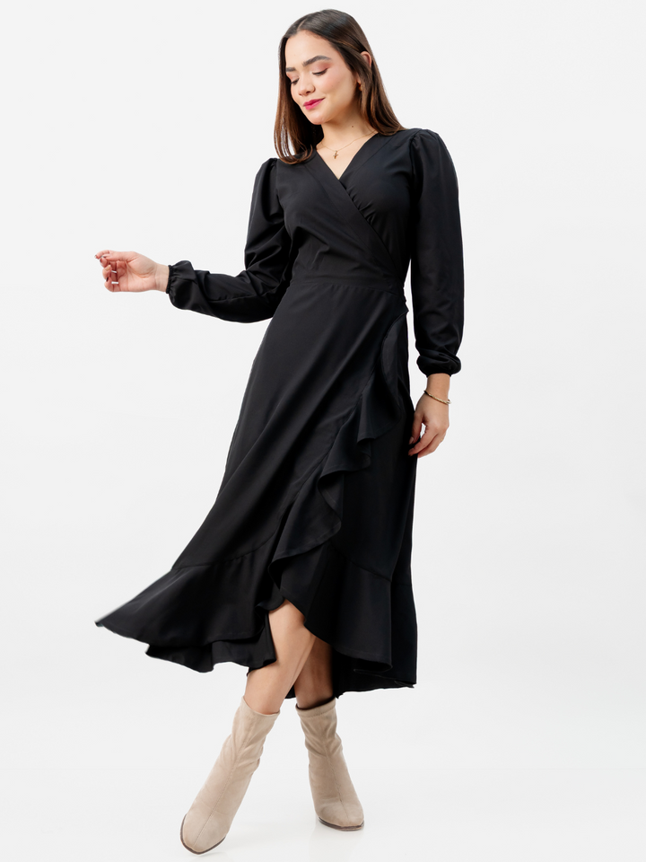 VESTIDO ENVOLVENTE MERI NEGRO