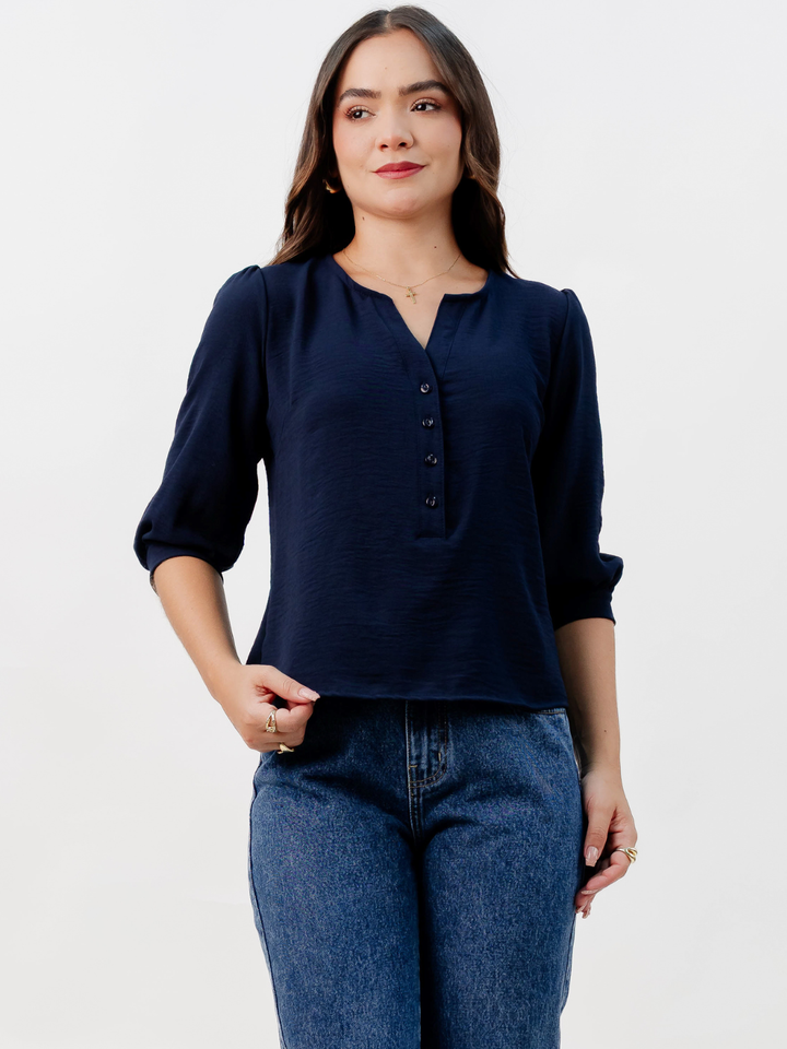 BLUSA MANGA 3/4 CALA AZUL