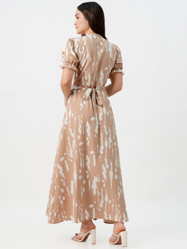 VESTIDO ENVOLVENTE ANI BEIGE / PERLA