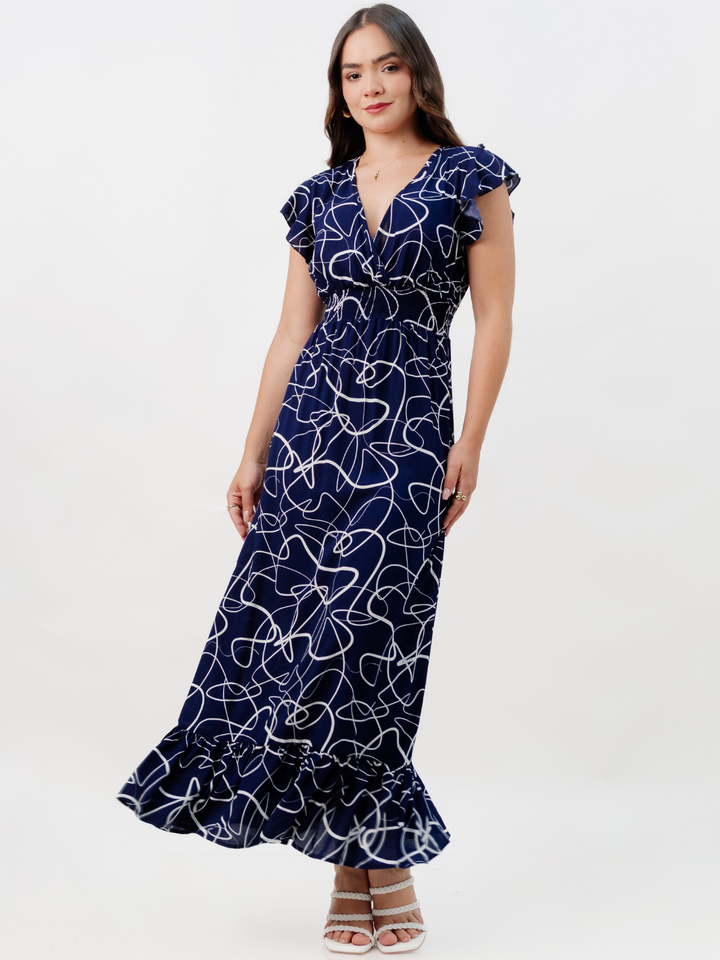 VESTIDO CASUAL LARGO SAYURI AZUL