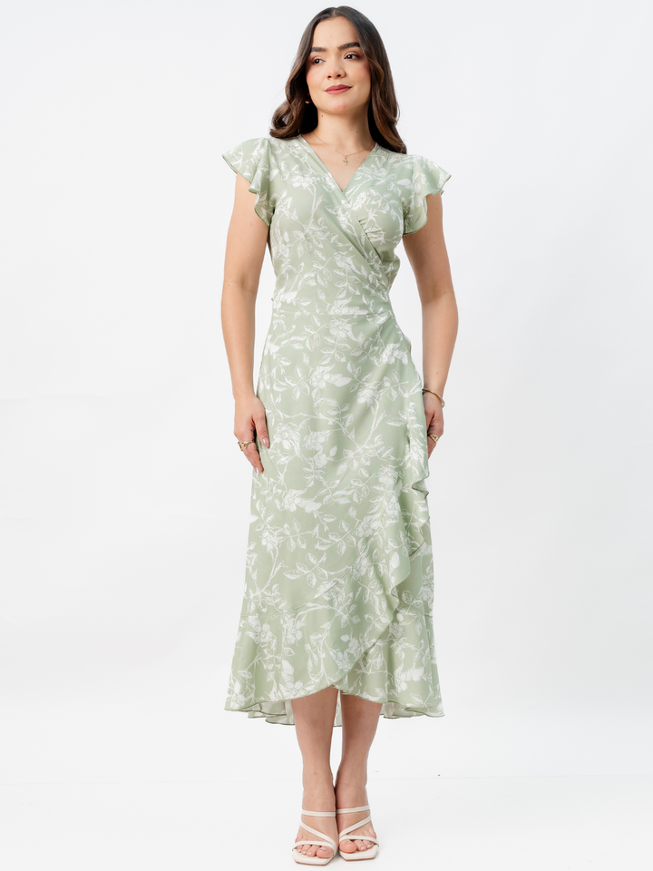 VESTIDO ENVOLVENTE MICAELA VERDE FLOREADO