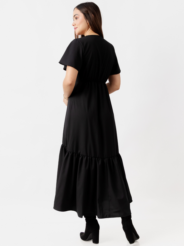 VESTIDO LARGO CON BOTONES MONSERRAT NEGRO