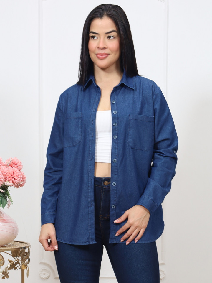 BLUSA CAMISERA DENIM FLORENCIA AZUL