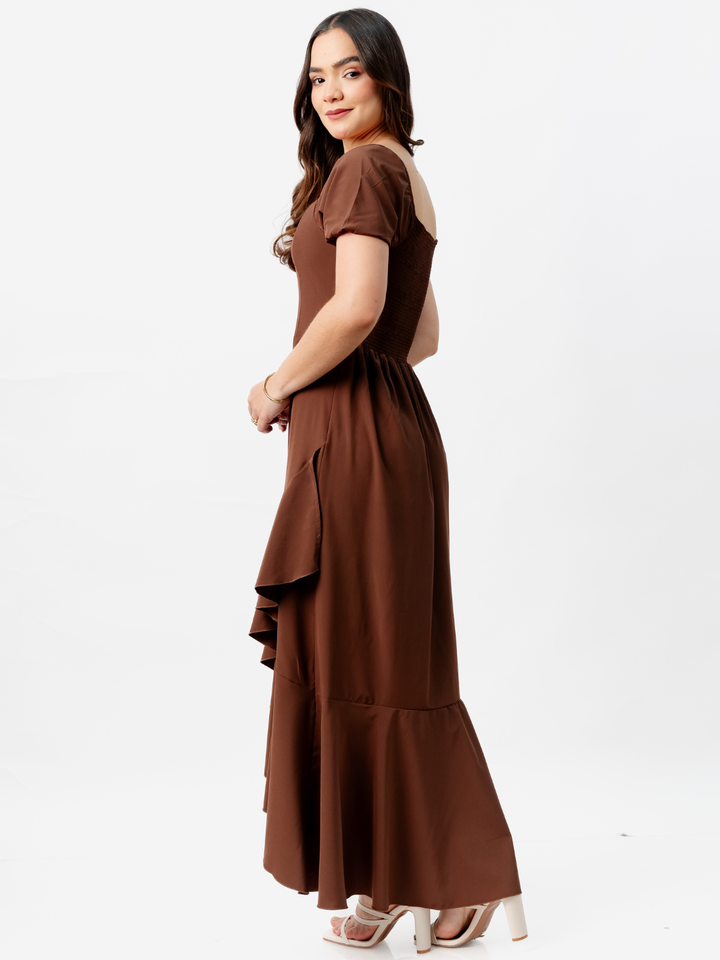 VESTIDO CASUAL LARGO PAOLA CHOCOLATE