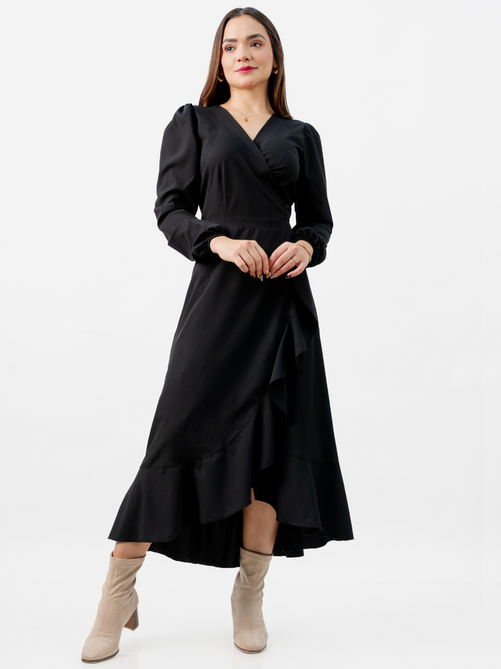 VESTIDO ENVOLVENTE MERI NEGRO