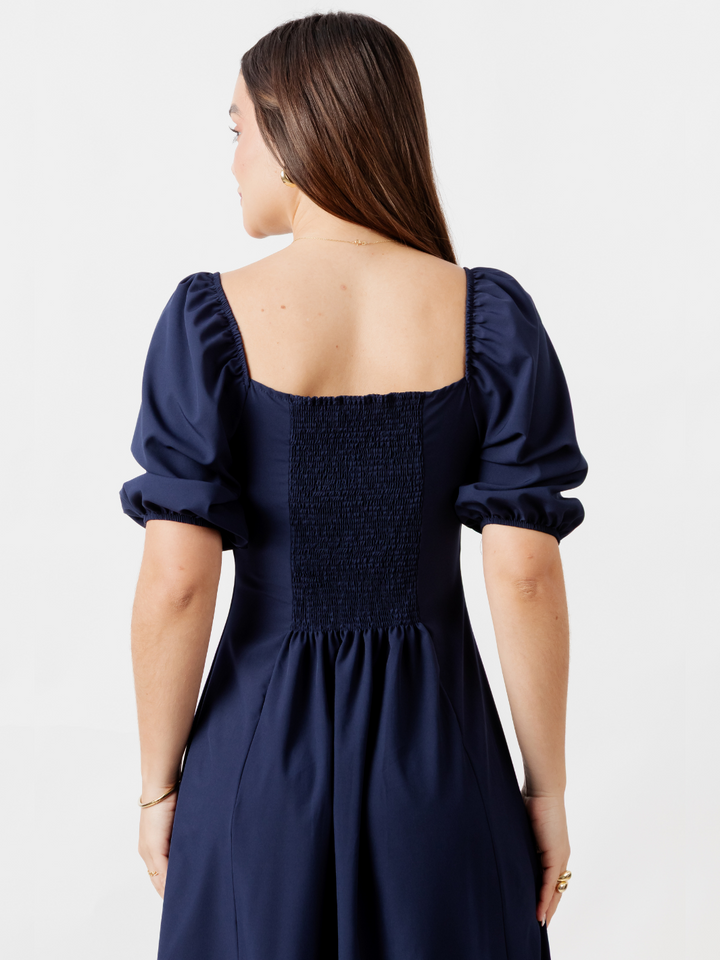 VESTIDO LARGO CON BOTONES MAGDALENA AZUL
