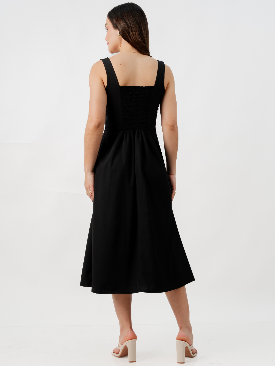 VESTIDO MIDI EN CORTE A SALLY NEGRO