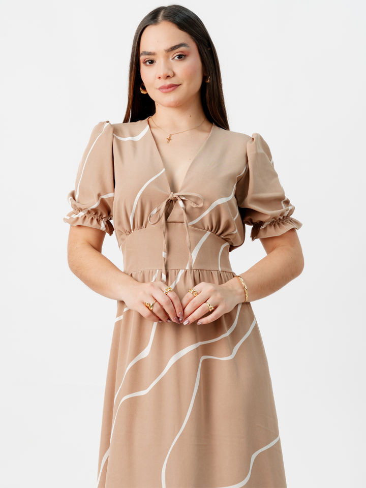 VESTIDO CASUAL LARGO THIANA CAMEL