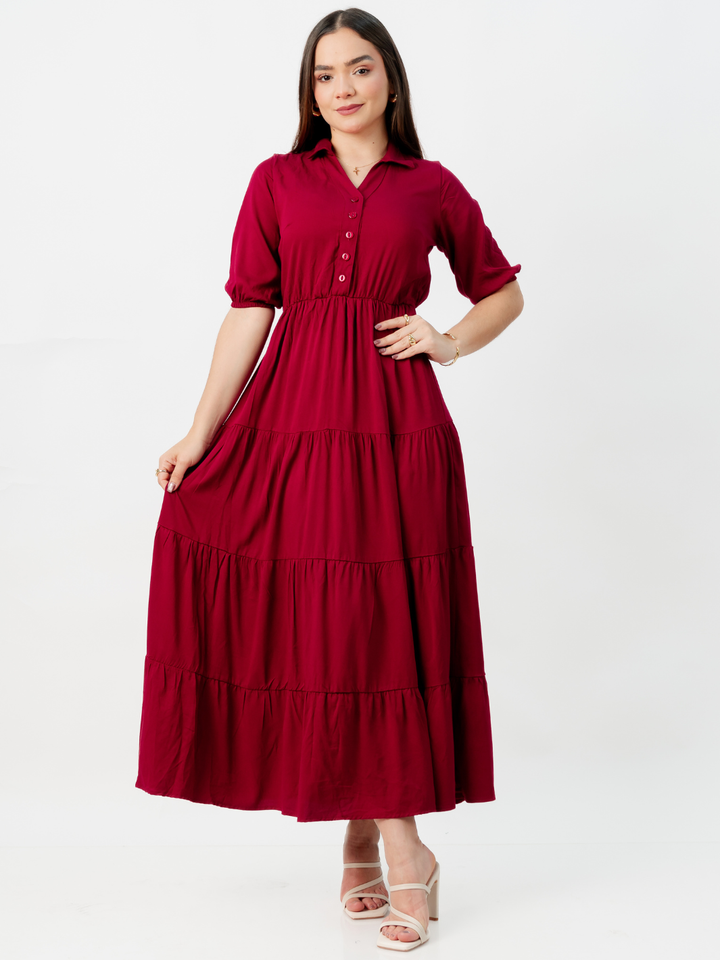 VESTIDO CAMISERO CON FALDA EN TIEMPOS ZAMIRA VINO