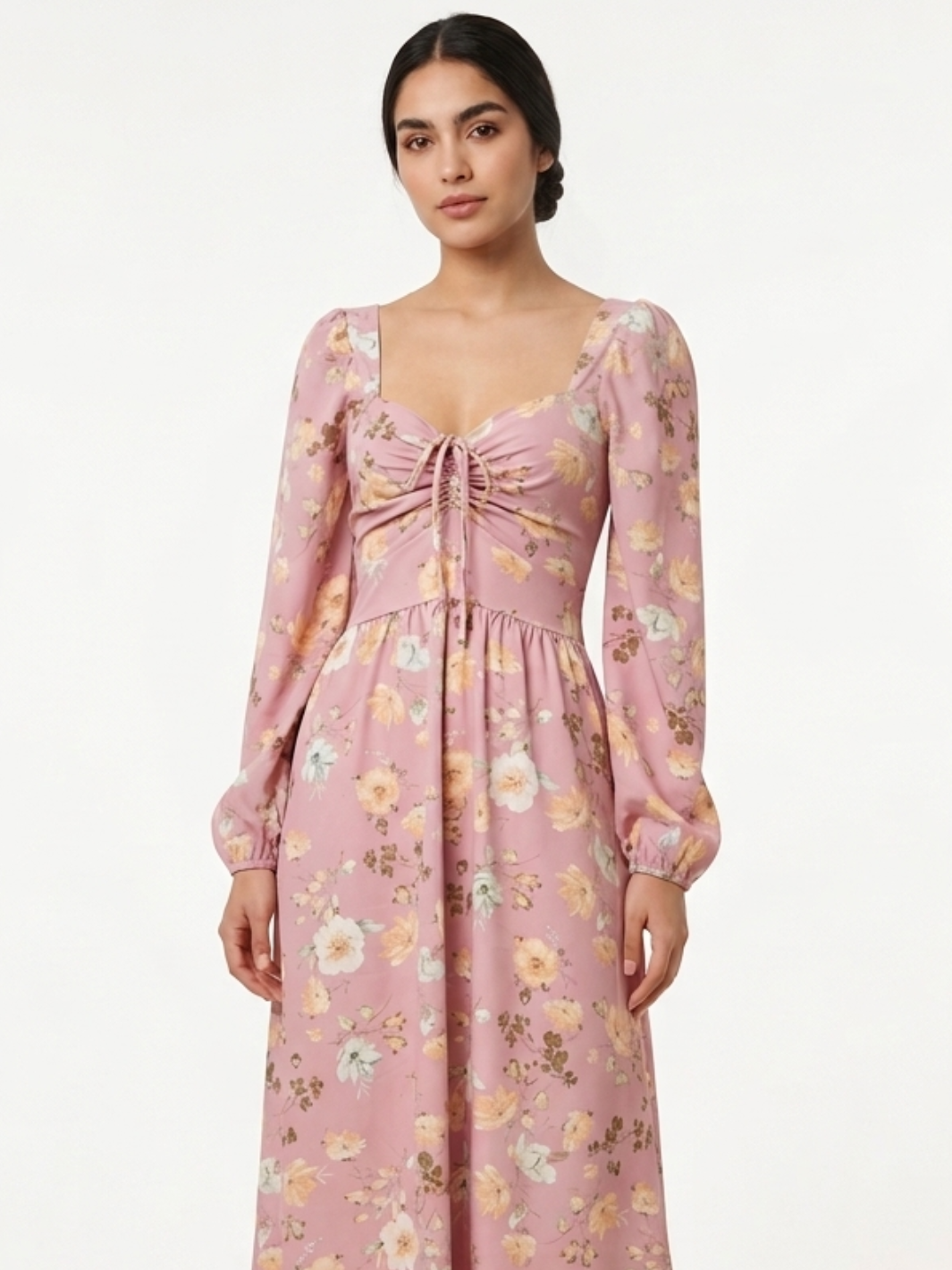 VESTIDO CASUAL LARGO LUNA ROSA FLOREADO