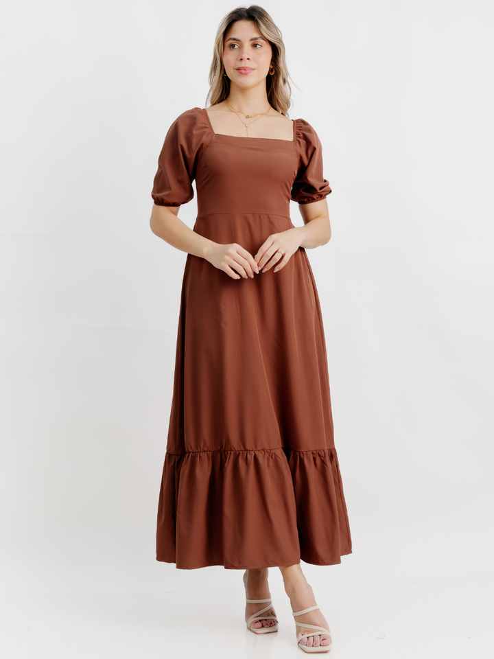 VESTIDO CASUAL LARGO FABIA CHOCOLATE