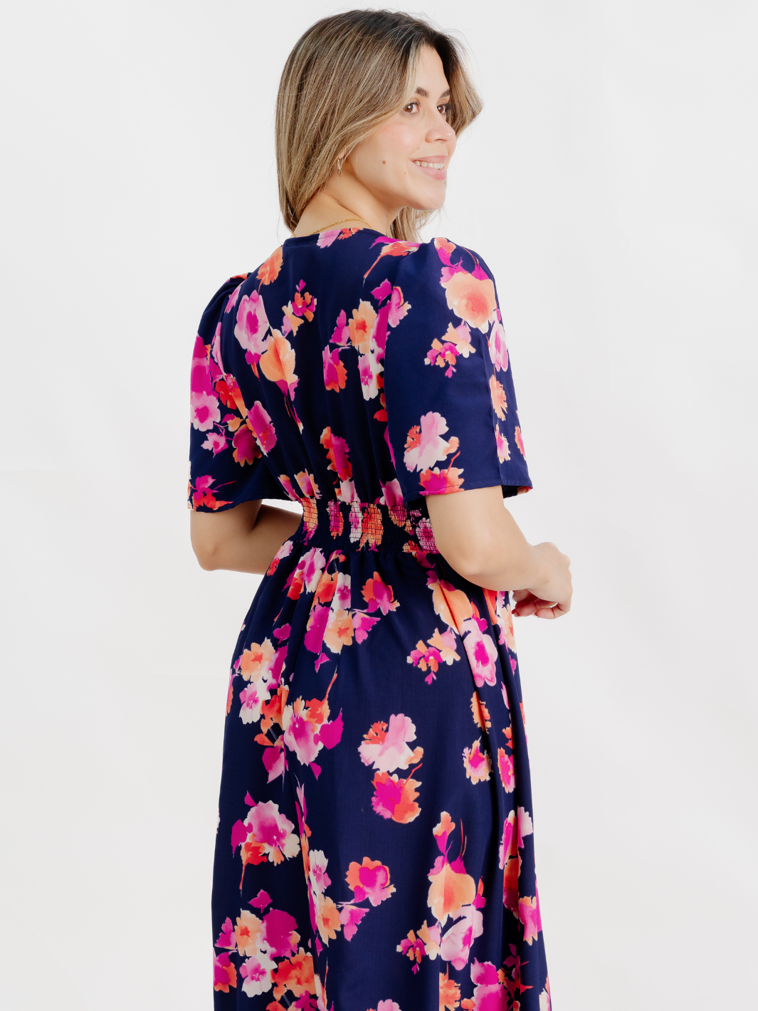 VESTIDO CASUAL LARGO LISA AZUL