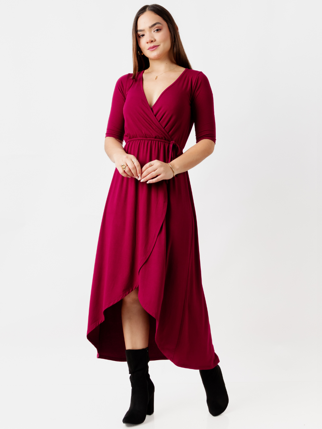 VESTIDO CON MANGA 3/4 GEMMA VINO
