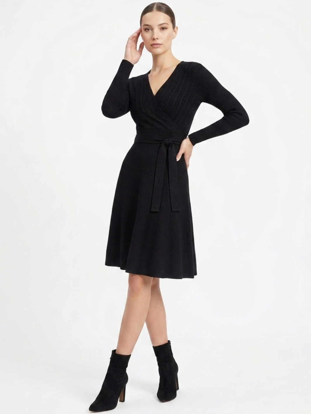 VESTIDO TEJIDO EN CORTE A PALOMA NEGRO
