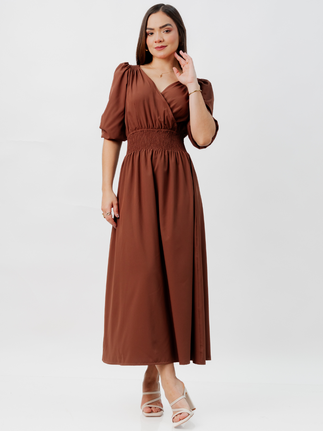 VESTIDO CASUAL LARGO JESSIA CHOCOLATE