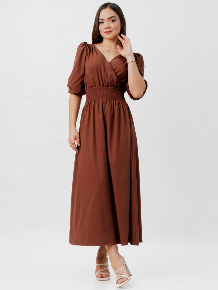 VESTIDO CASUAL LARGO JESSIA CHOCOLATE