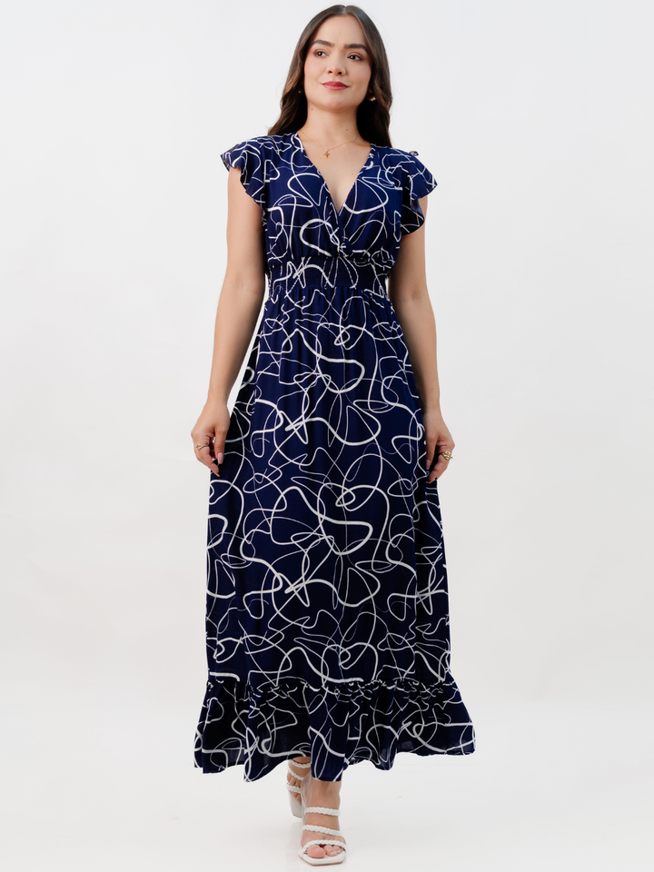 VESTIDO CASUAL LARGO SAYURI AZUL