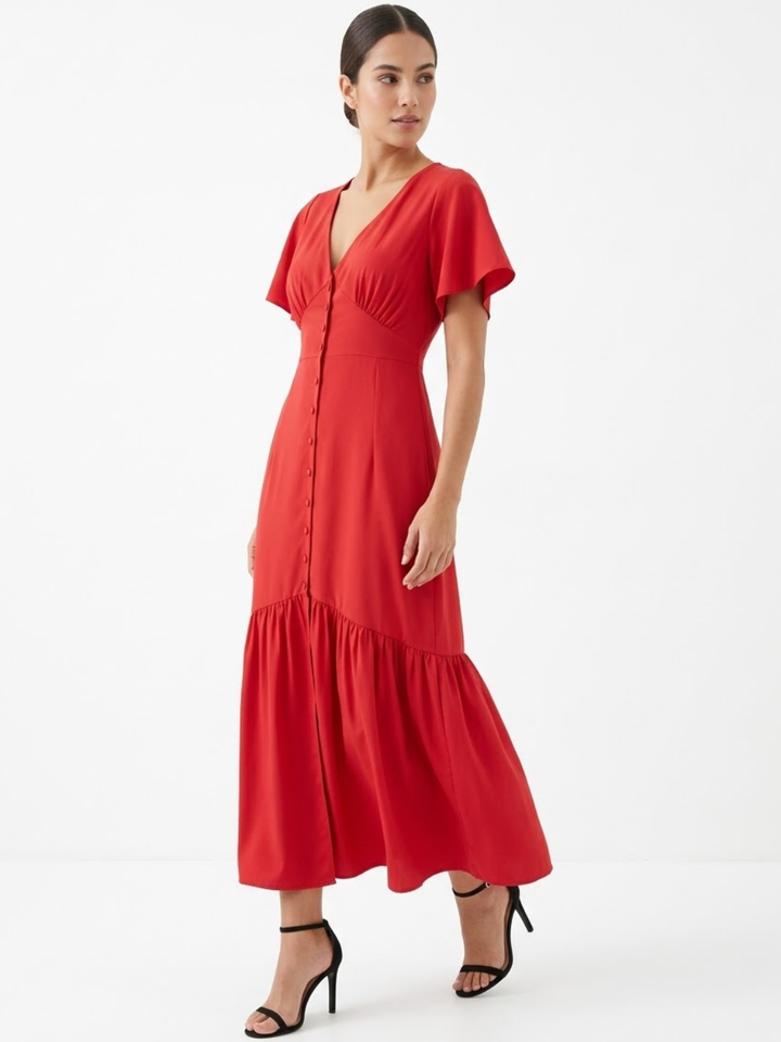 VESTIDO CASUAL CON BOTONES DELANTEROS MONSERRAT ROJO