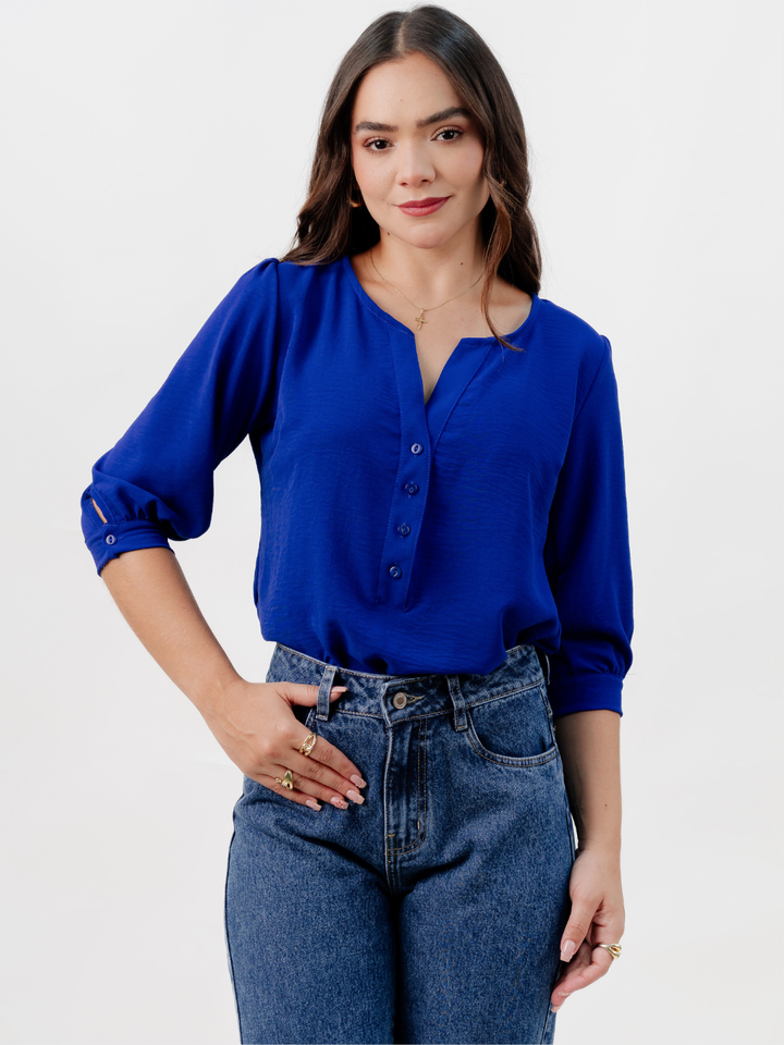 BLUSA MANGA 3/4 CALA AZULINO