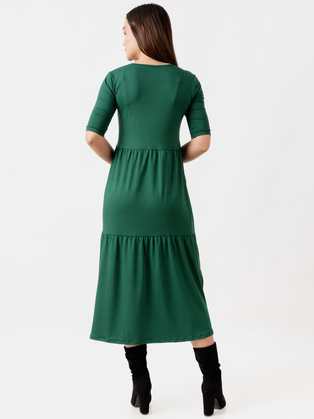 VESTIDO CON MANGA 3/4 ROSITA VERDE