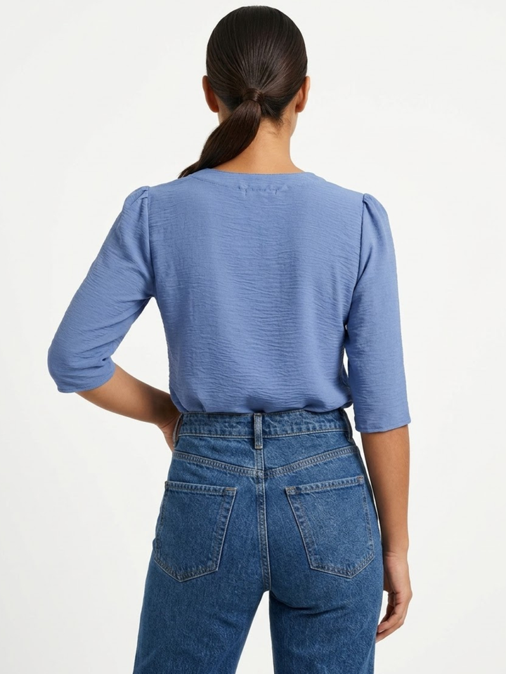 BLUSA CON MANGA 3/4 Y CUELLO REDONDO KIM ITALIANO