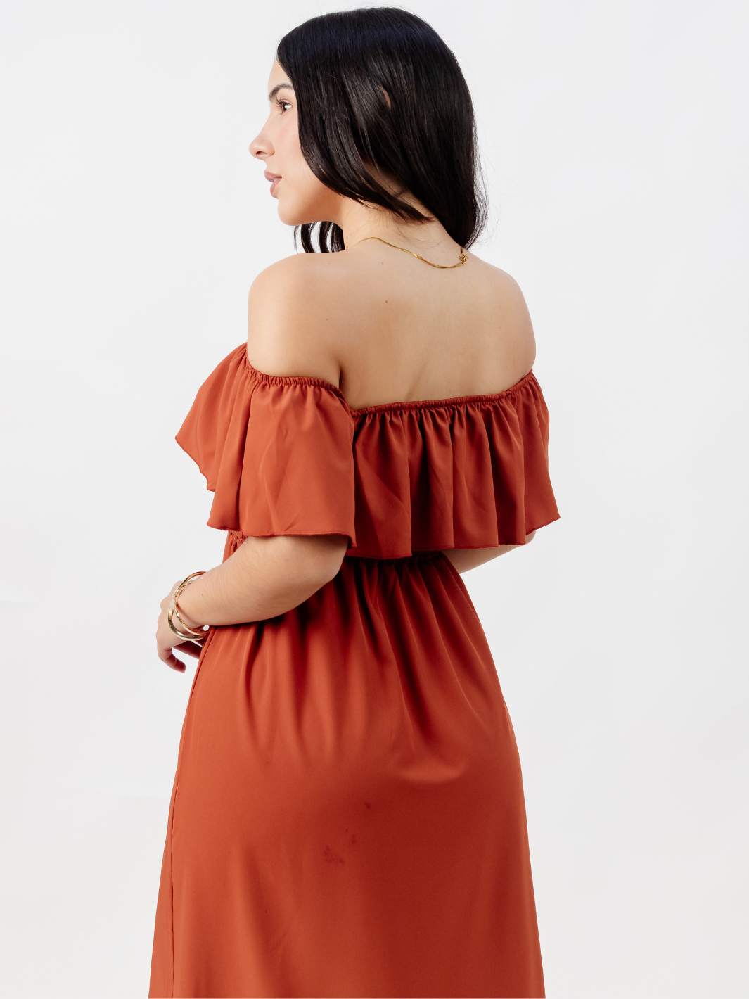 VESTIDO RUMBERO CASUAL LARGO MINERVA RUST