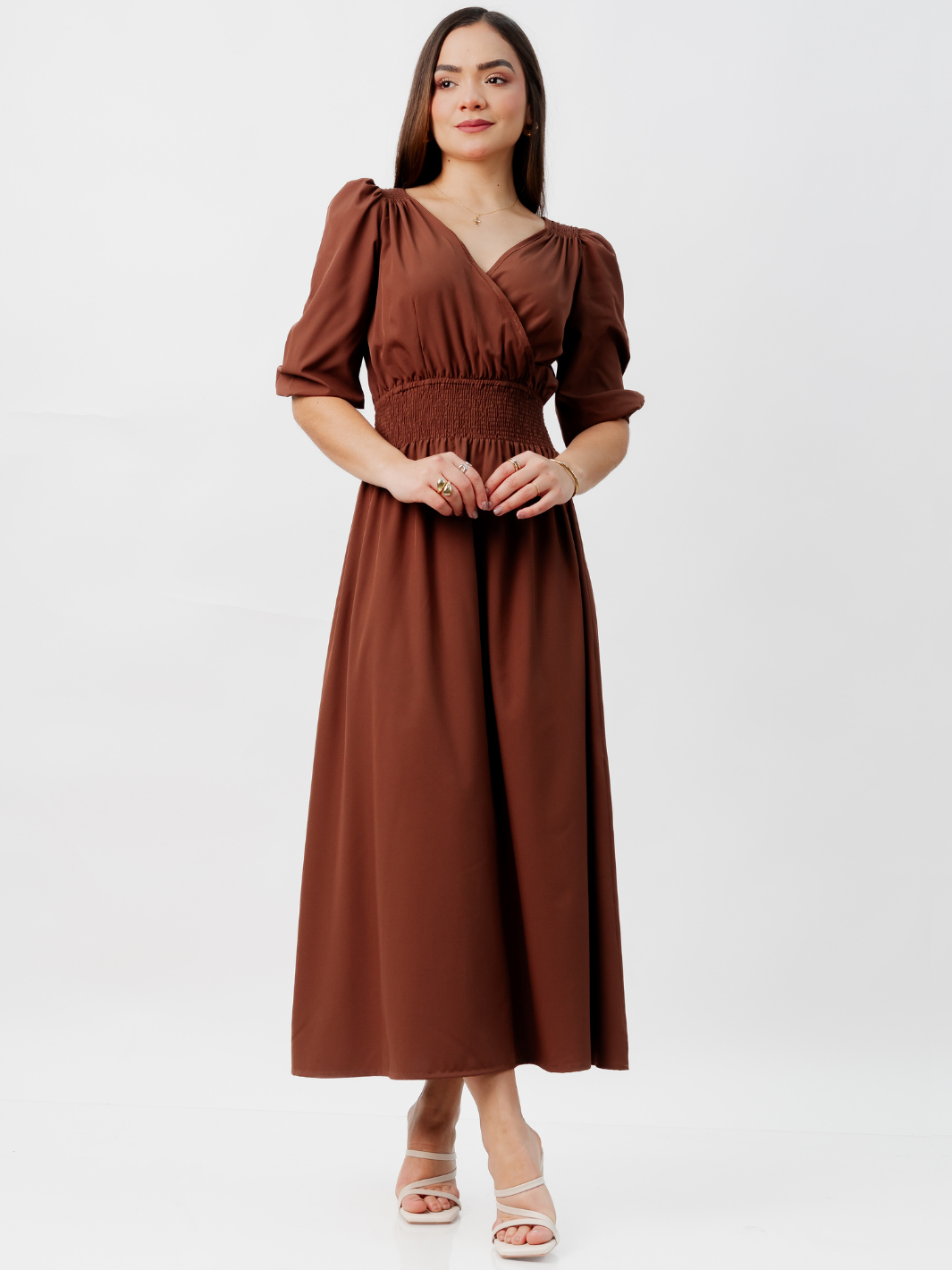 VESTIDO CASUAL LARGO JESSIA CHOCOLATE
