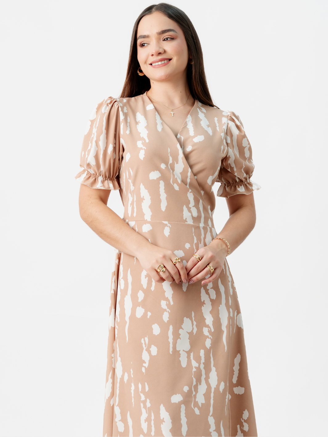 VESTIDO ENVOLVENTE ANI BEIGE / PERLA